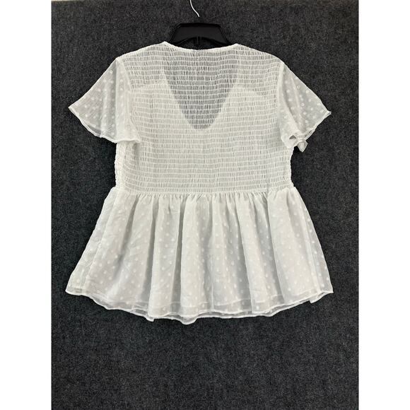 Torrid Peplum Chiffon Clip Dot Smocked Top 0 0X XL L Beachy - Picture 10 of 11